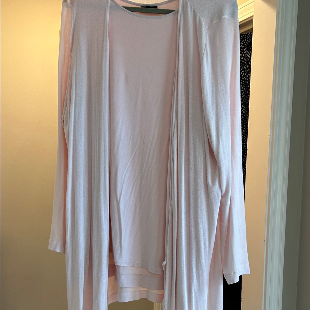 J Jill 2 Piece Wearever Light Pink Open Cardigan and Sleeveless Top Set